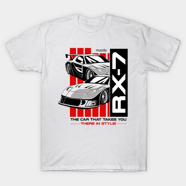 Mazda Rx7 White T-Shirt by Harrisaputra